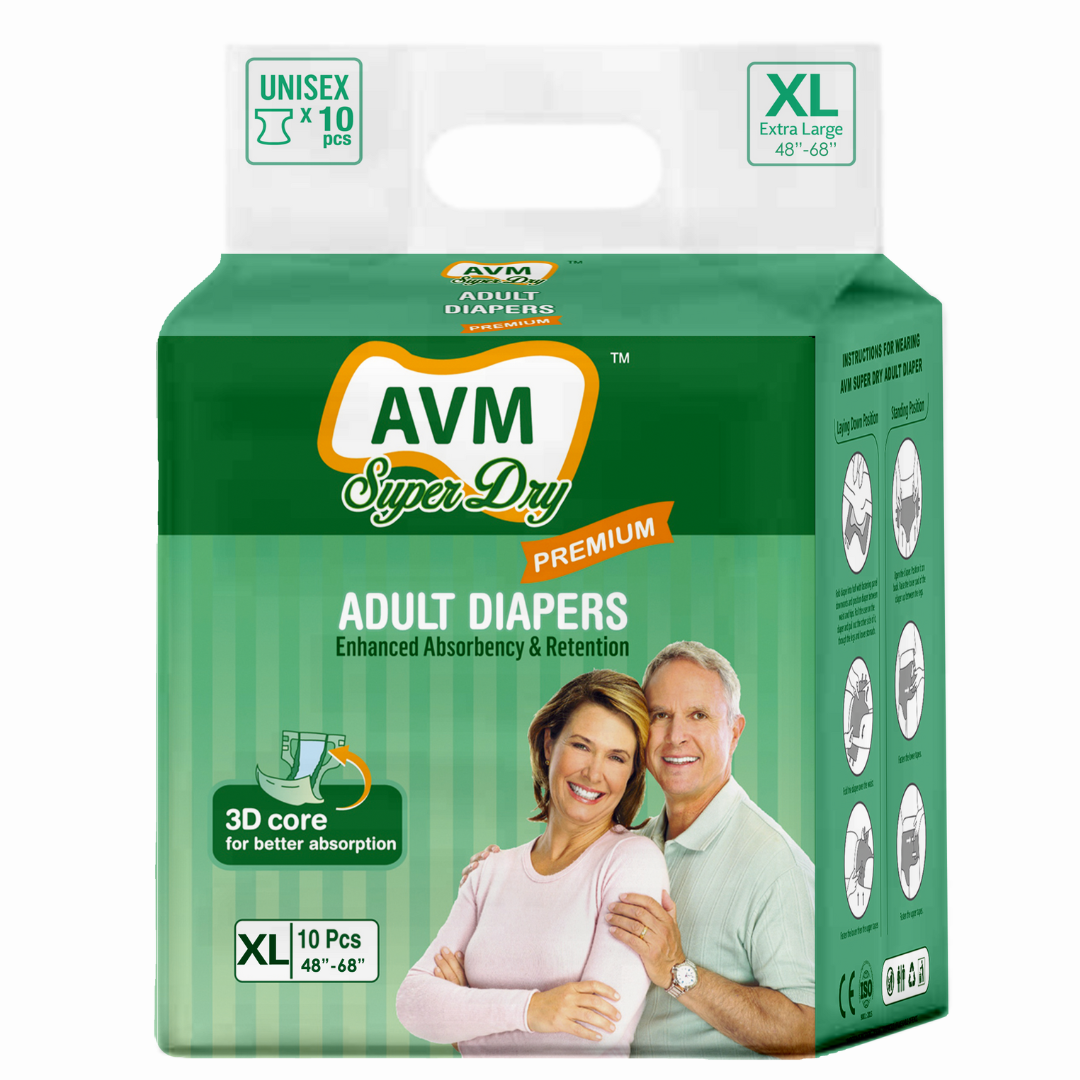 AVM Super Dry Premium Adult Diaper | Unisex | PACK OF 1 (10 pcs)
