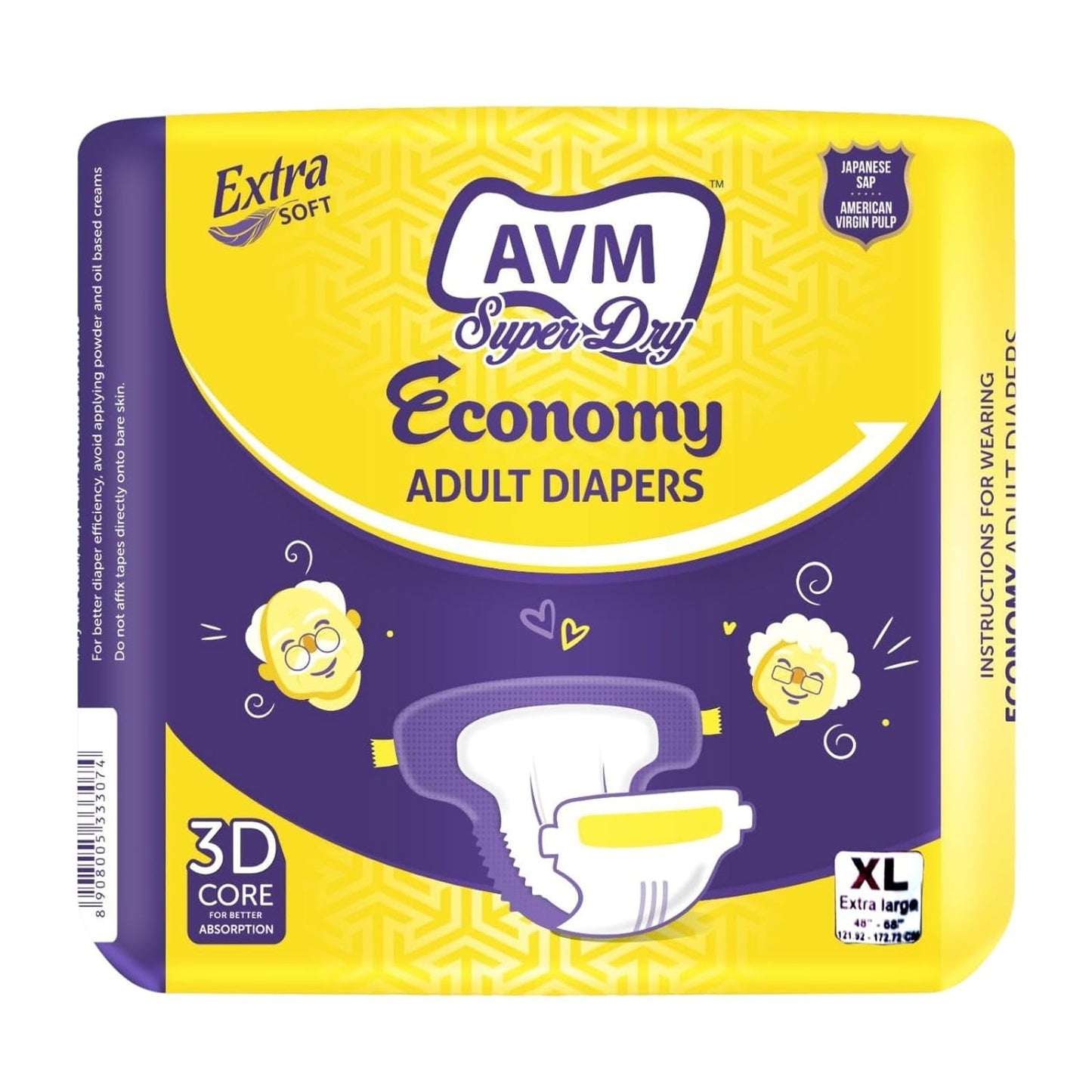 AVM Super Dry Economy Adult Diaper 10 Pcs / 1 Pack