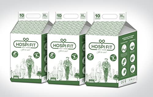 Hospifit Adult Diaper | PACK OF 6 (60 pcs) | High Absorption | Leak proof