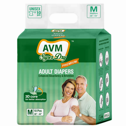 AVM Super Dry Premium Adult Diaper | Unisex | PACK OF 1 (10 pcs)