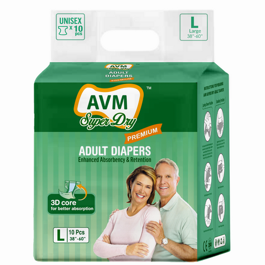 AVM Super Dry Premium Adult Diaper | Unisex | PACK OF 1 (10 pcs)