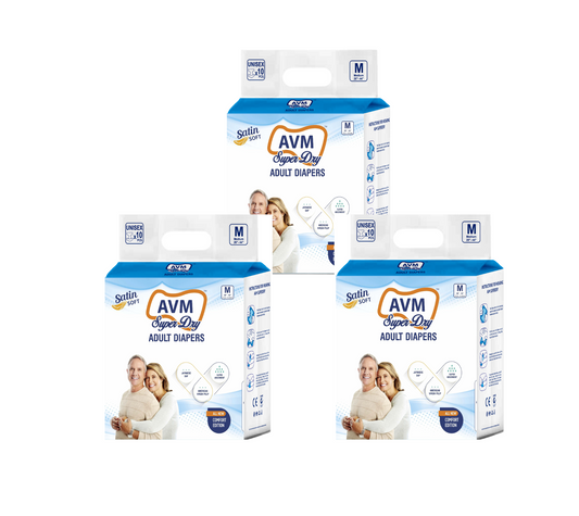 AVM Super Dry Comfort Adult Diaper PACK OF 3 (30 pcs)