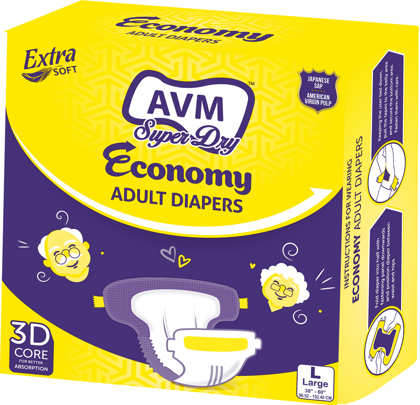 AVM Super Dry Economy Adult Diaper 10 Pcs / 1 Pack