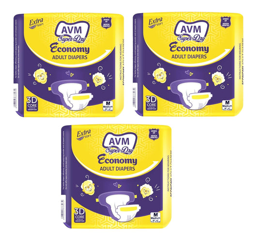 AVM Super Dry Economy Adult Diaper 30 Pcs / 3 Pack