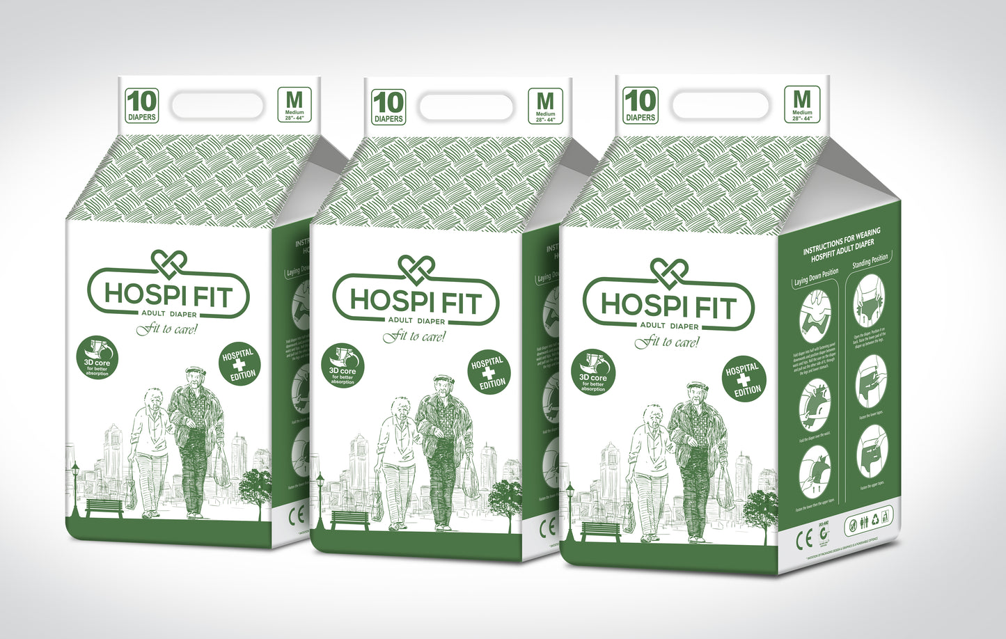 Hospifit Adult Diaper | PACK OF 6 (60 pcs) | High Absorption | Leak proof