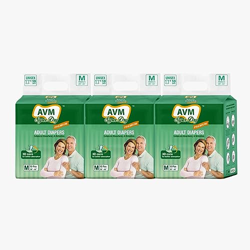AVM Super Dry Premium Adult Diaper | Unisex | PACK OF 3 (30 pcs)