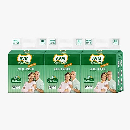 AVM Super Dry Premium Adult Diaper | Unisex | PACK OF 3 (30 pcs)