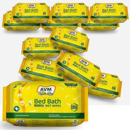 AVM Super Dry Bed Bath Wet Wipes  | Pack of 12
