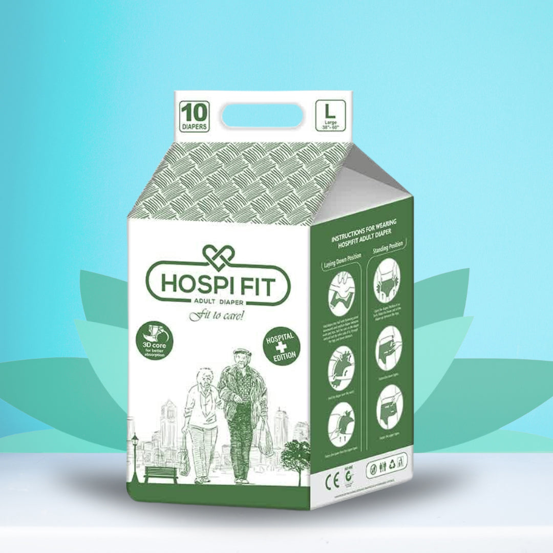 Hospifit Adult Diaper | PACK OF 1 (10 pcs) | High Absorption | Leak proof